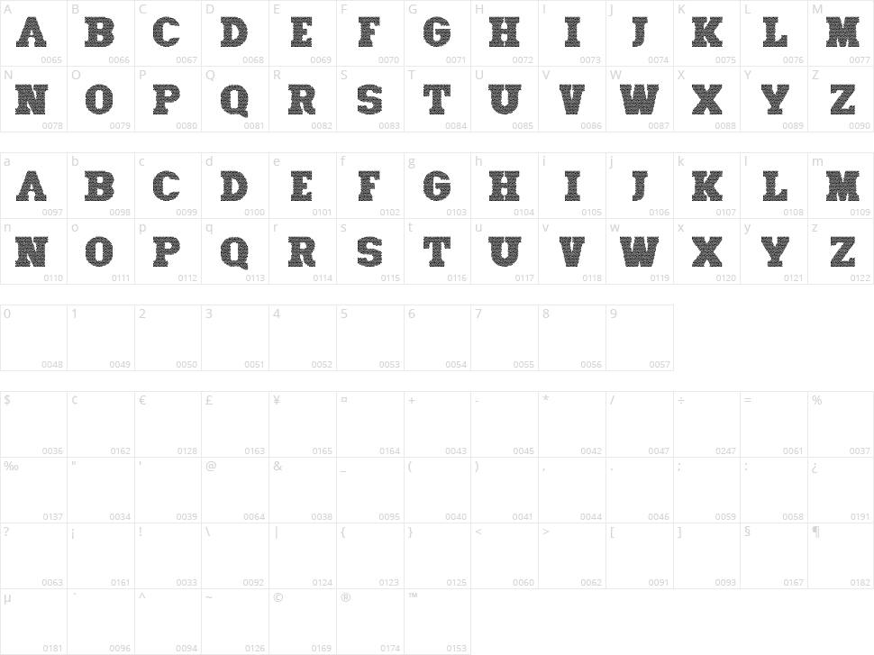 Old Mosaic Caps Character Map