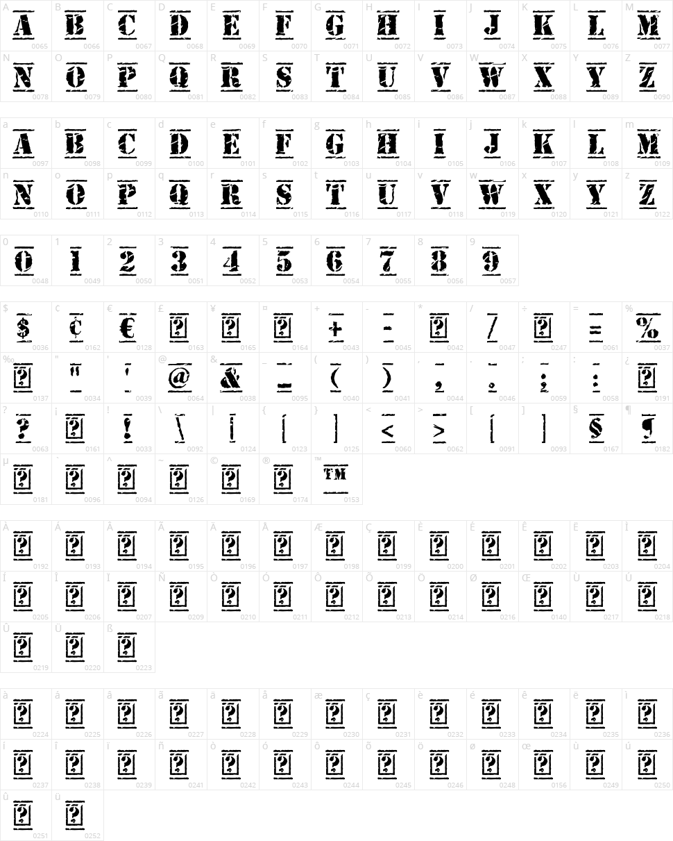 Old Stamper Character Map