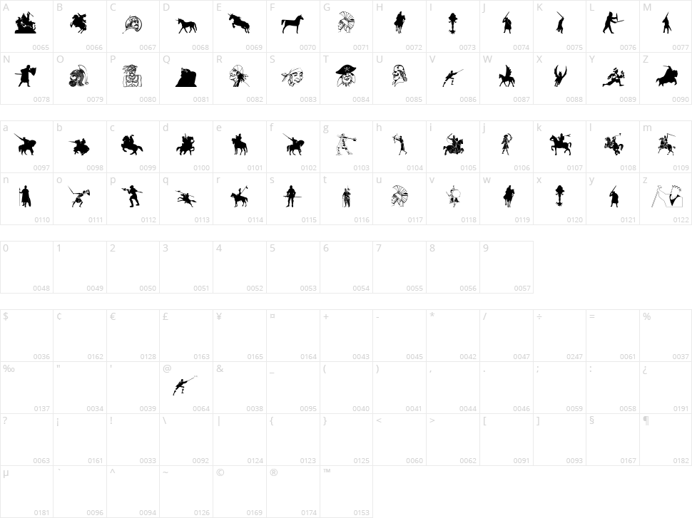 Oldtimers Character Map
