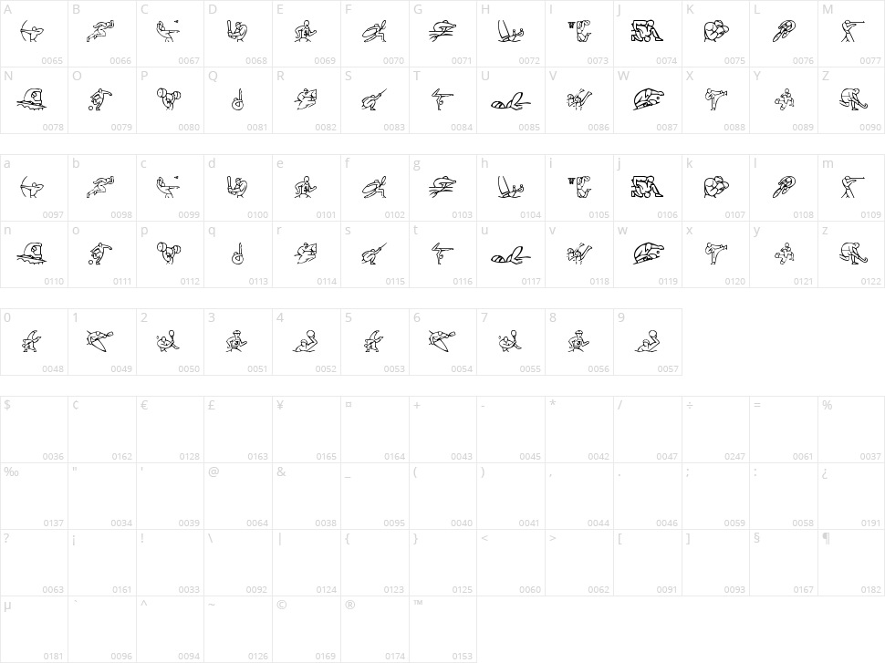 Olimpic Icons 1 Character Map