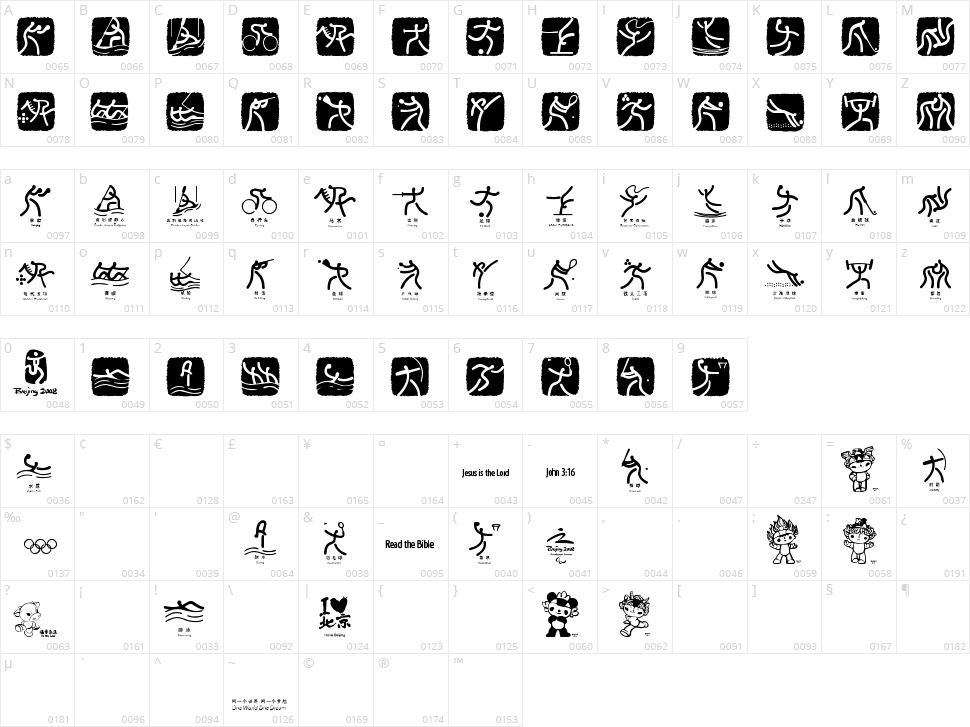 Olympic Beijing Picto Character Map