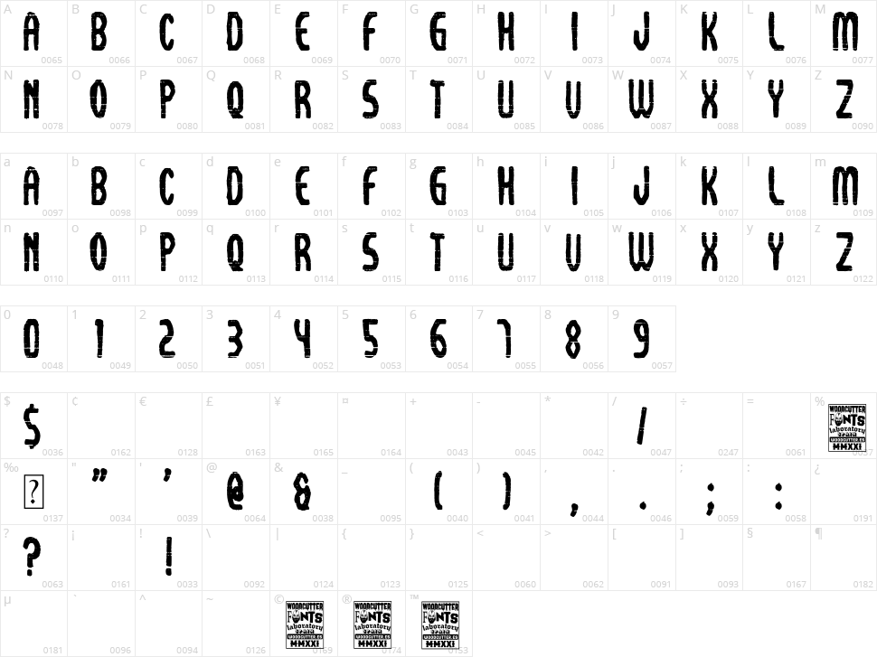 Omega 343 Character Map