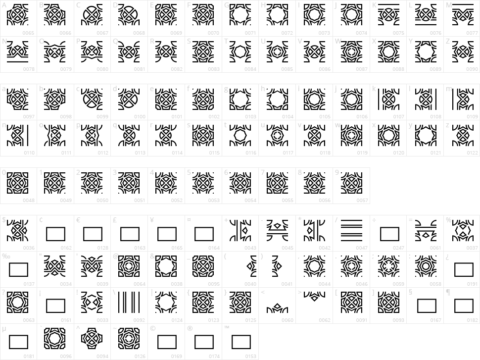 Opattfram01 Character Map