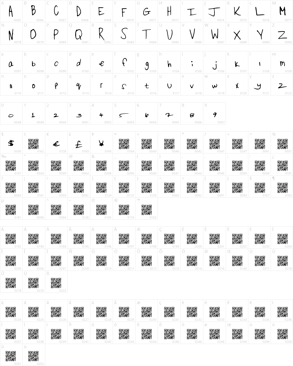 Open Hatch Character Map