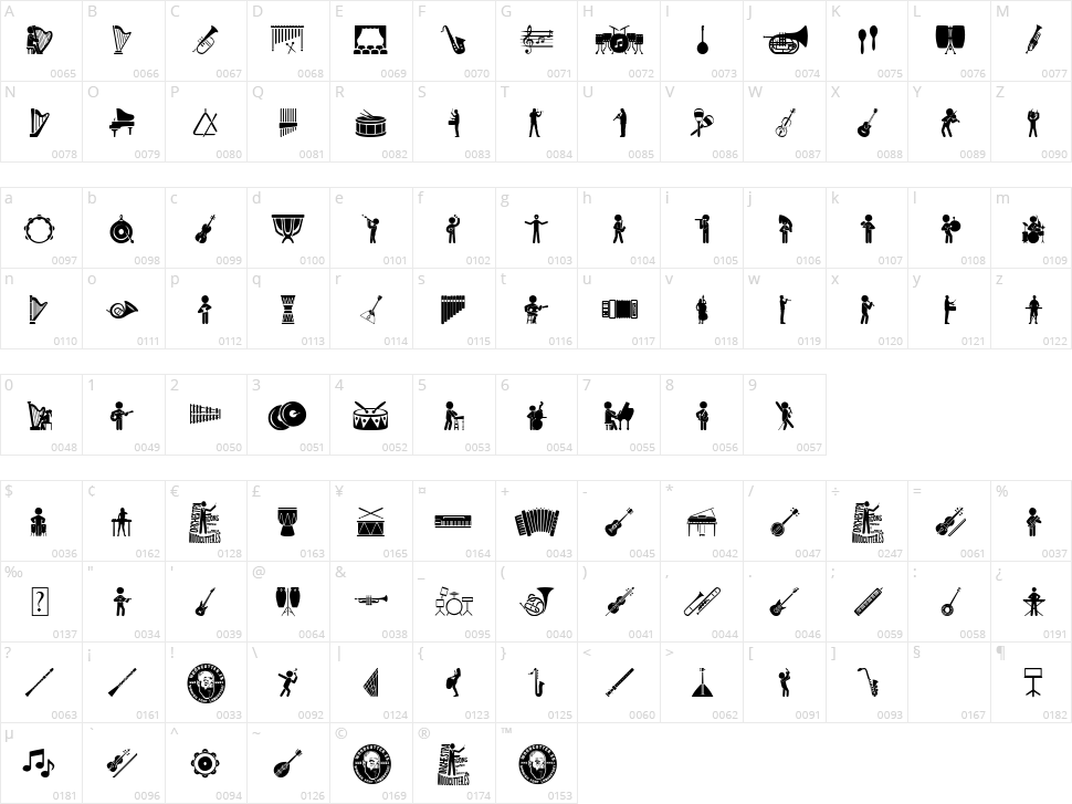 Orchestra Icons Character Map