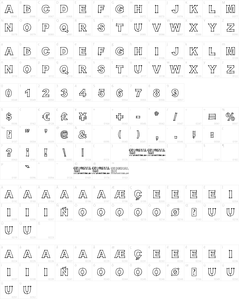 Original 301 Character Map