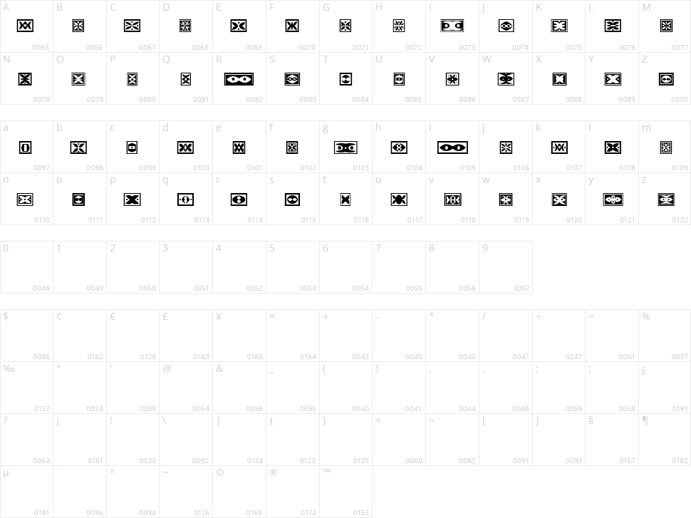 Ornament Borders Character Map