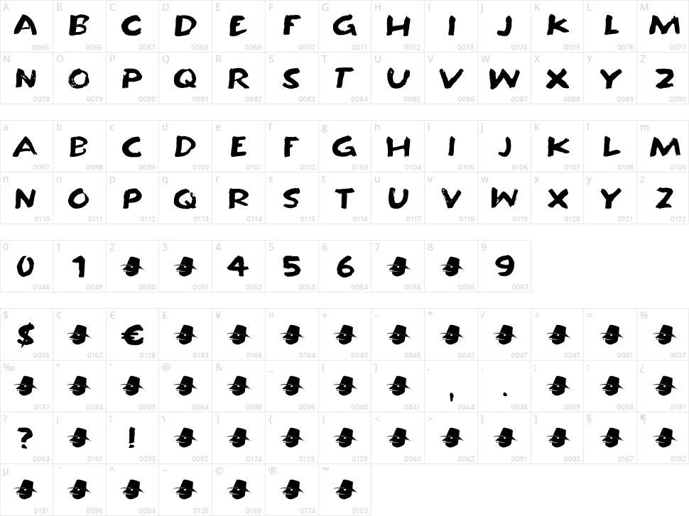 Outback Damper Character Map