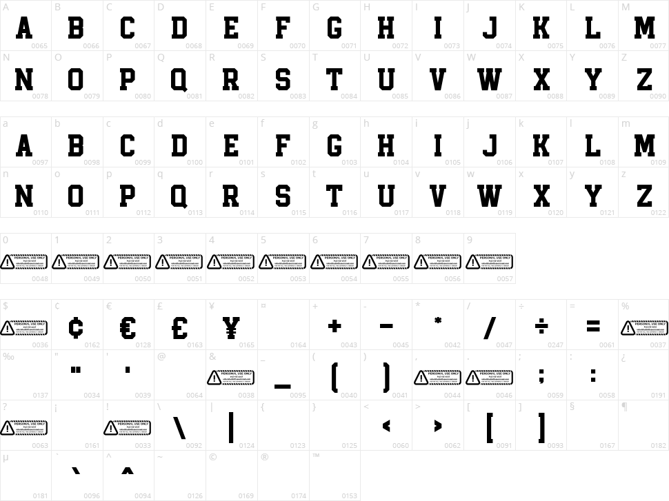 Outright Character Map