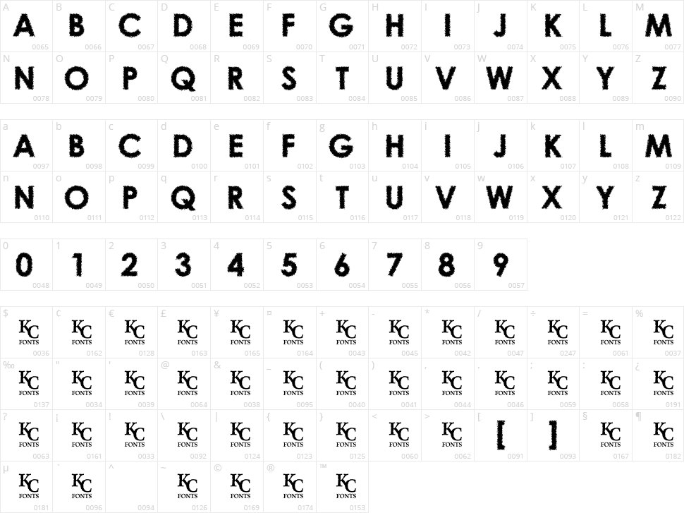Overcast Skies Character Map