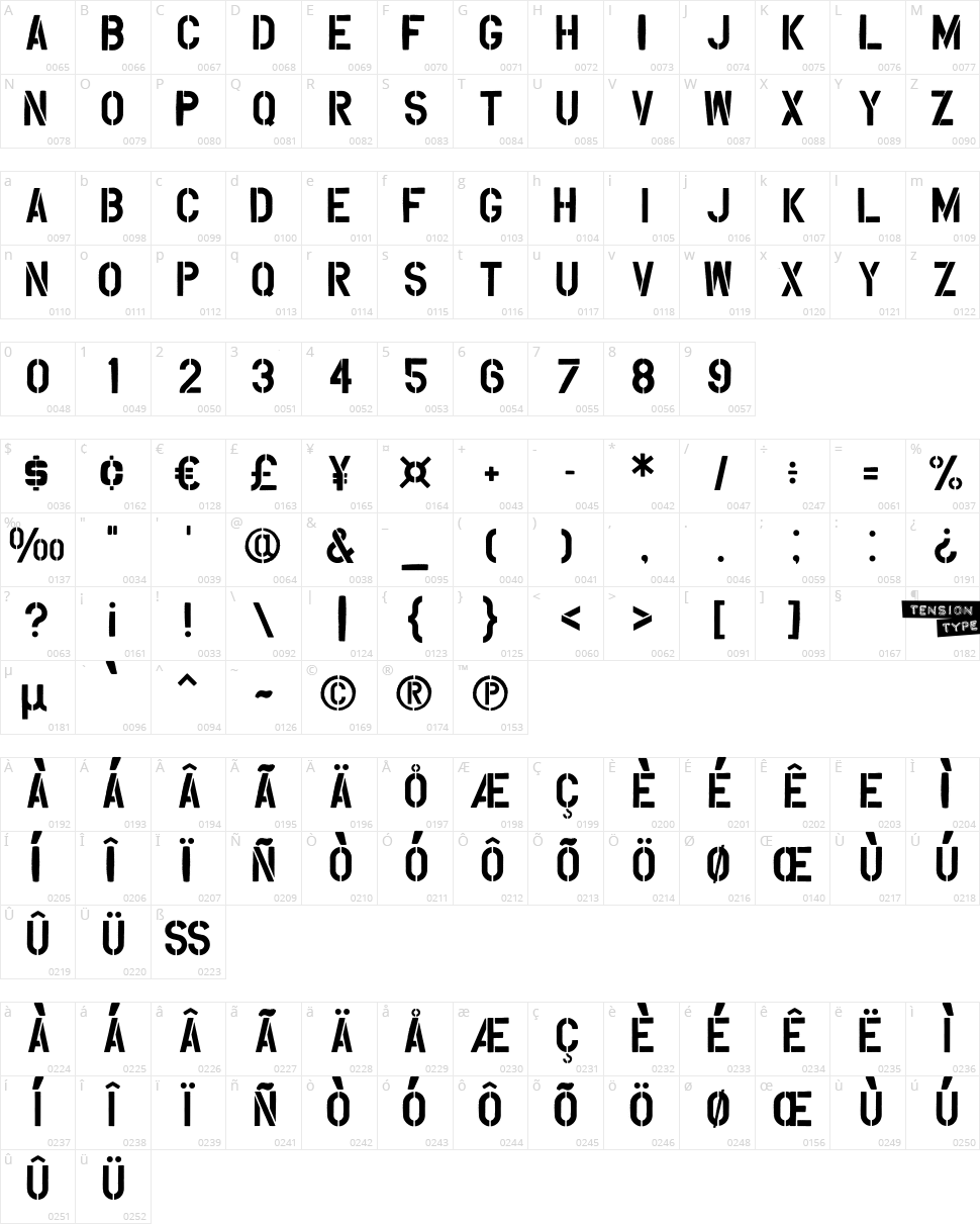 Overspray Character Map