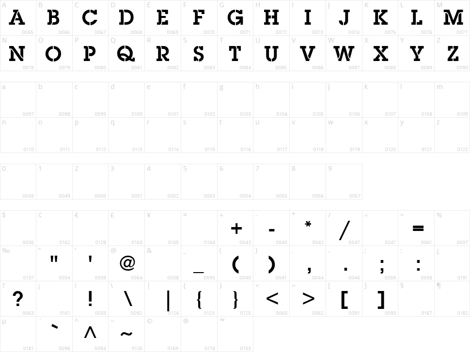 Pack'In Character Map