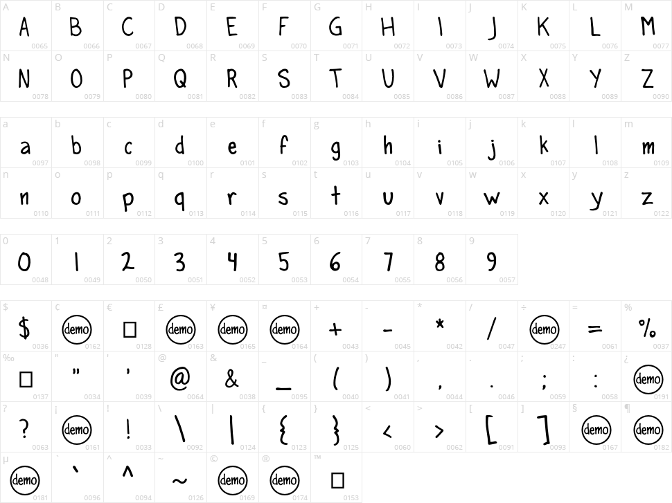 Paint Marker Character Map