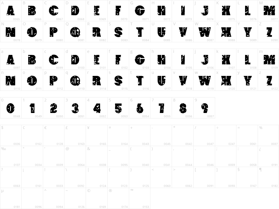 Paint Bucket Character Map