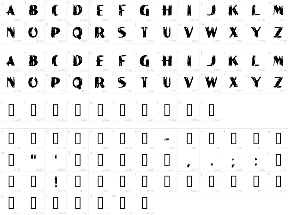 Paint Peel Initials Character Map