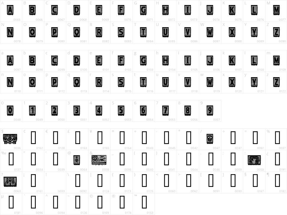 Papel Picado Character Map