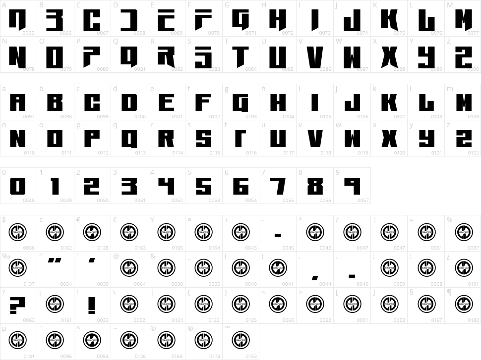 Paper Planets Character Map