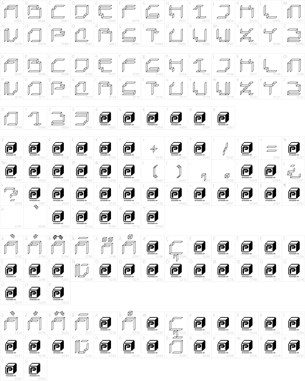 Paper Cube Character Map