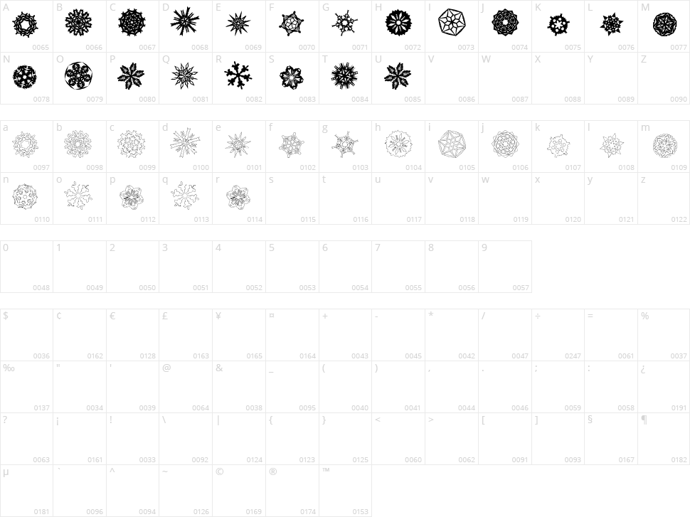 Paper-Snowflakes Character Map