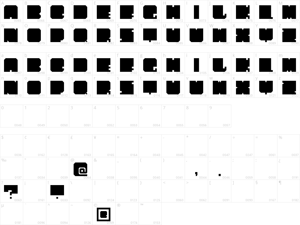 PaperCut Character Map