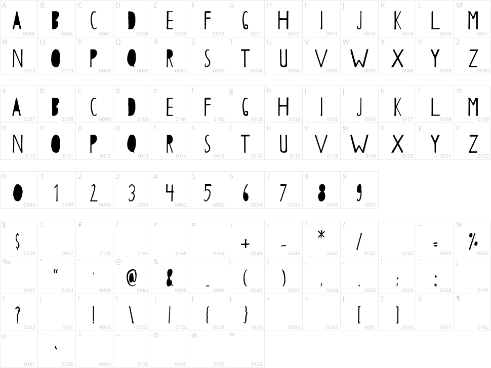 Papercutting Character Map