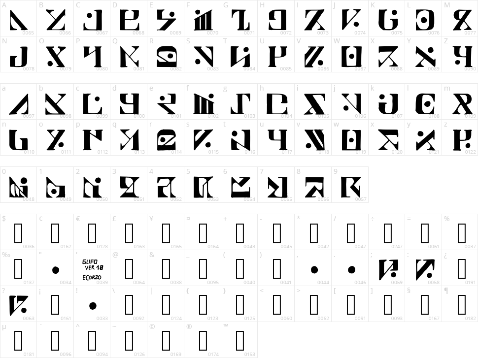 Paraghyph Character Map