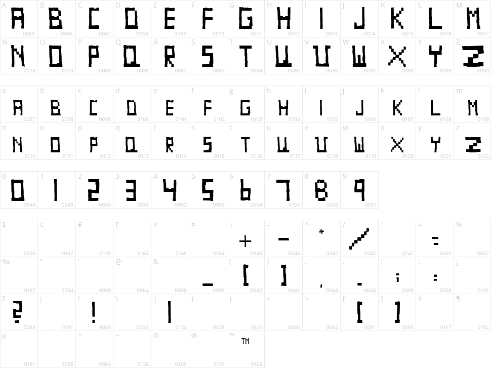 Paschitnow Sans Character Map