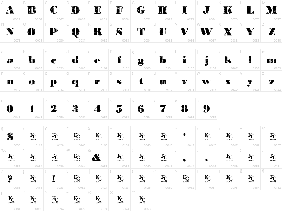 Past Due Character Map