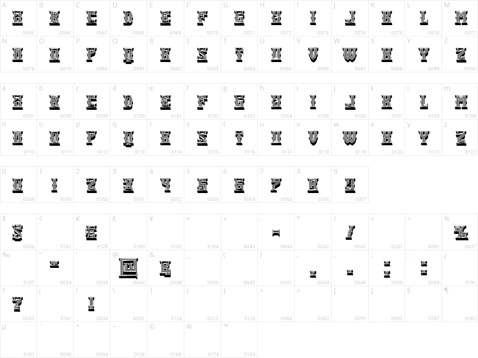 Pavements Character Map