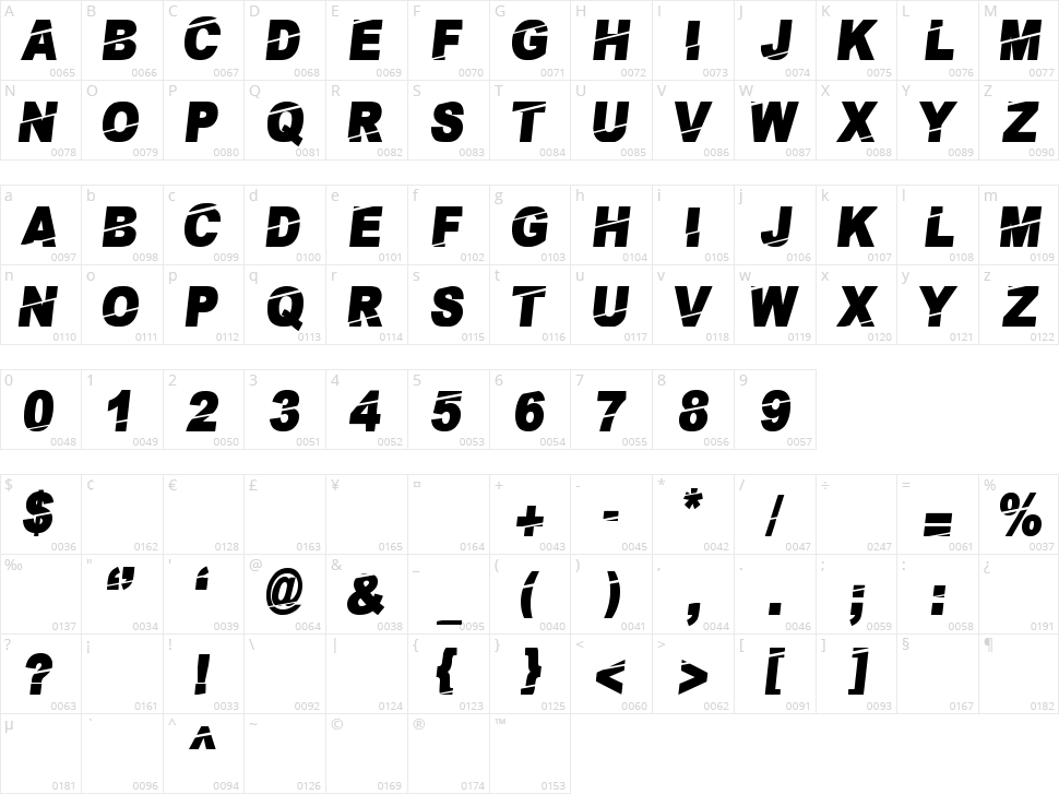 PaybAck Character Map