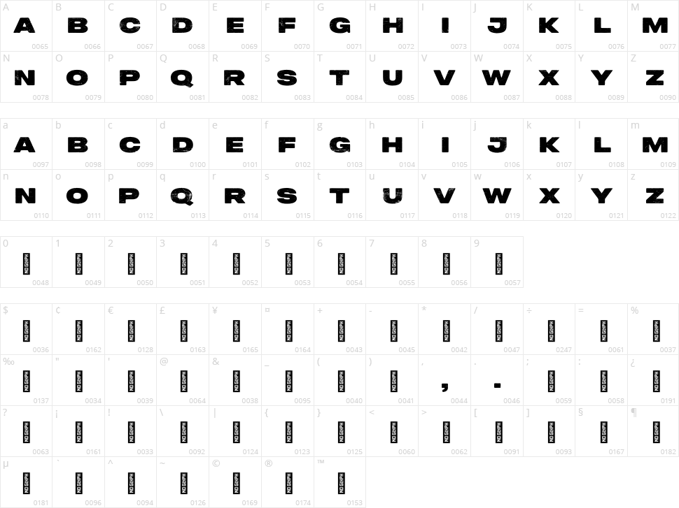 Peckham Press Character Map