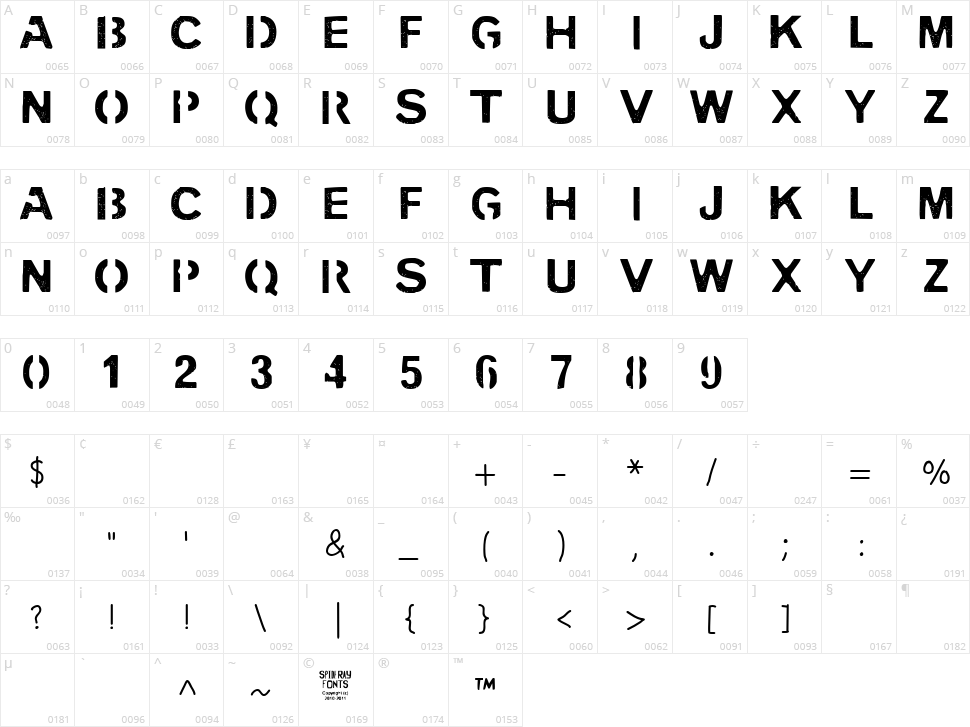 Pencil Stencil Character Map