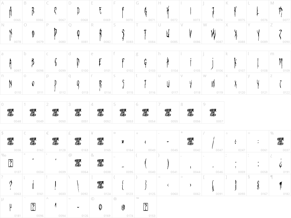 Phantom Phrases Character Map
