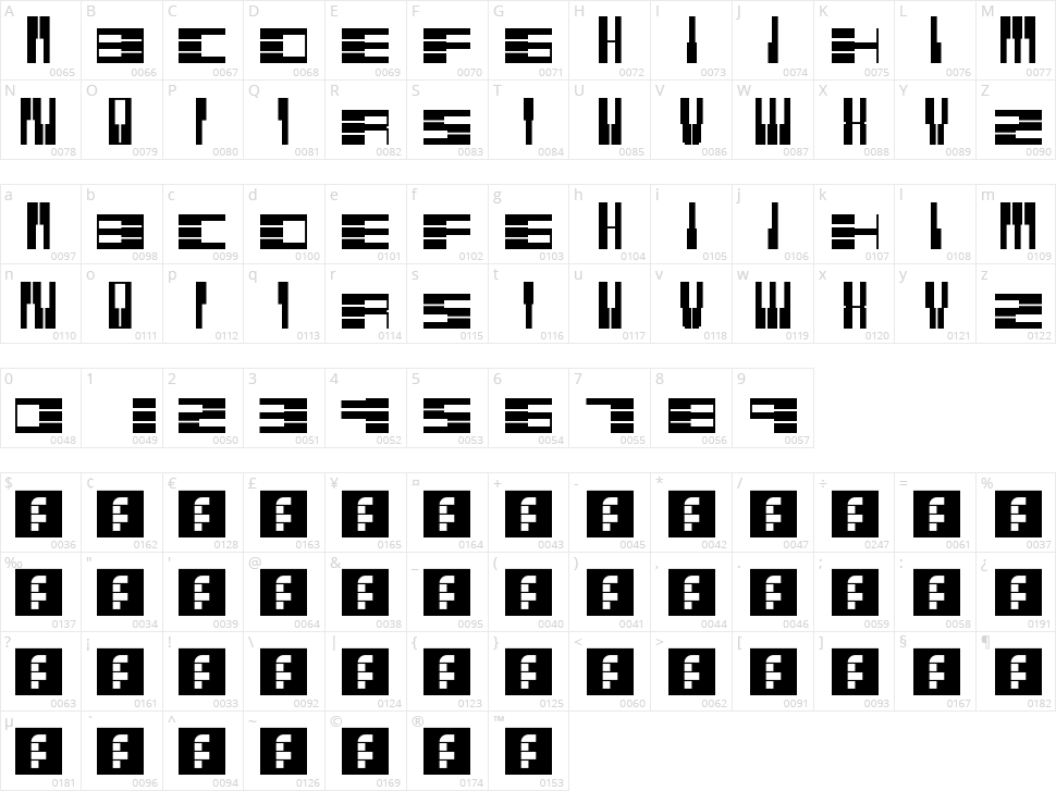 PianoFonte Character Map