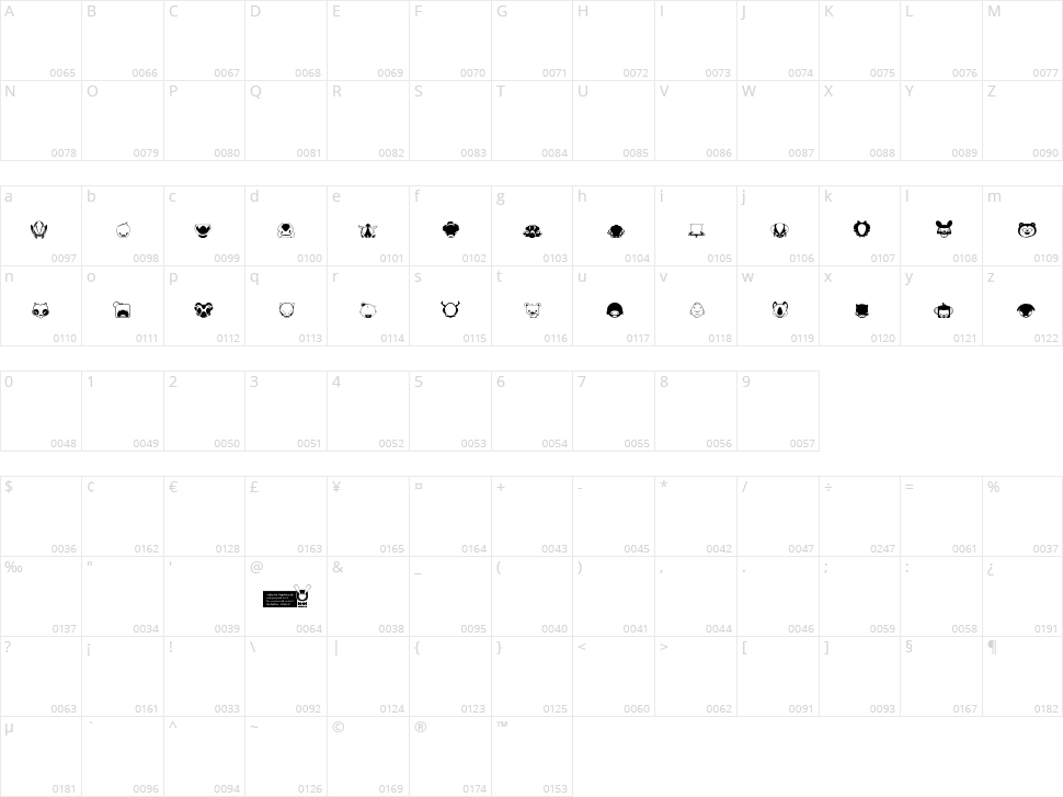 Pictoserie 6 Character Map