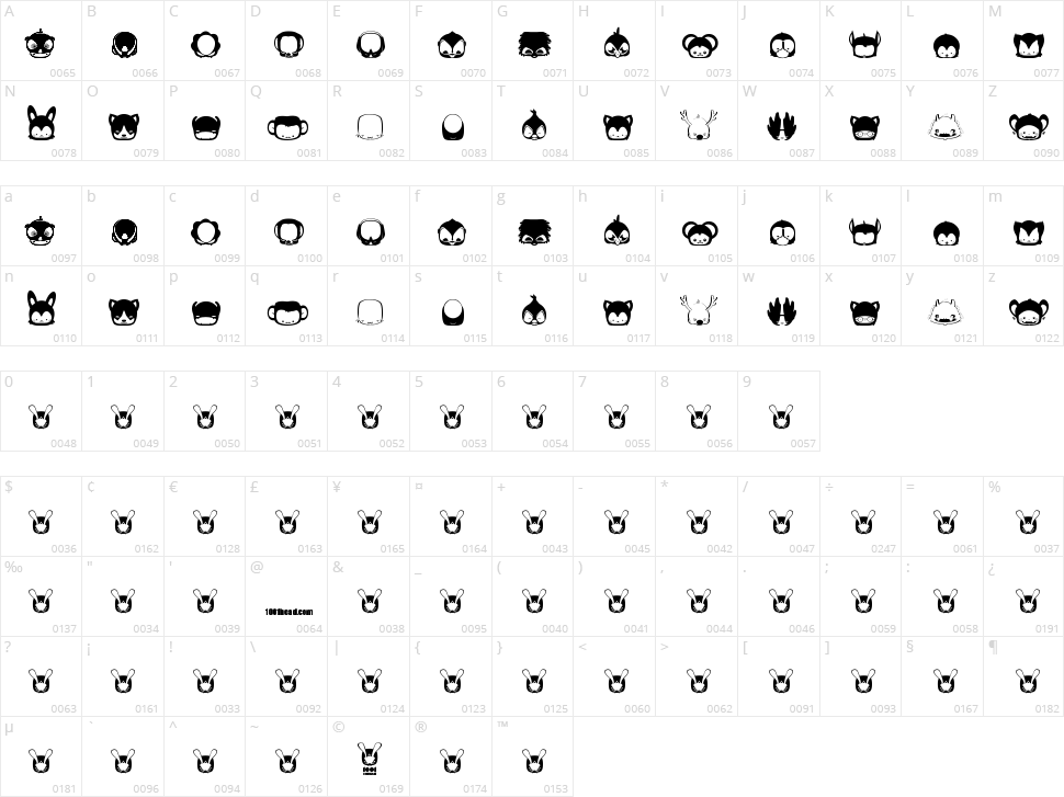 Pictoserie 7 Character Map