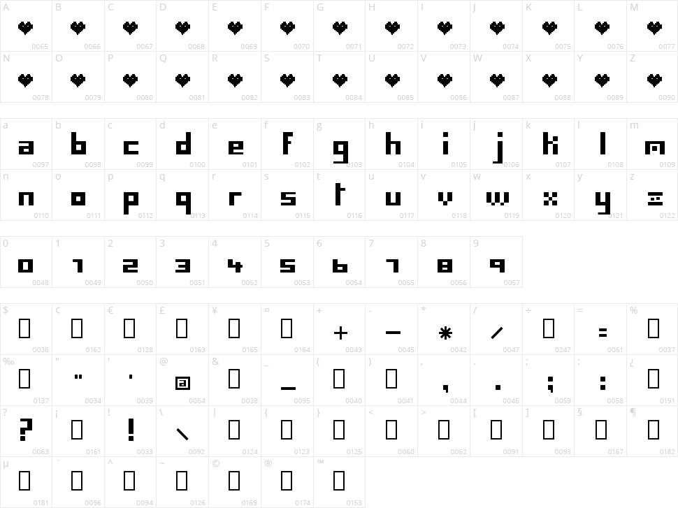 Pil Love Character Map
