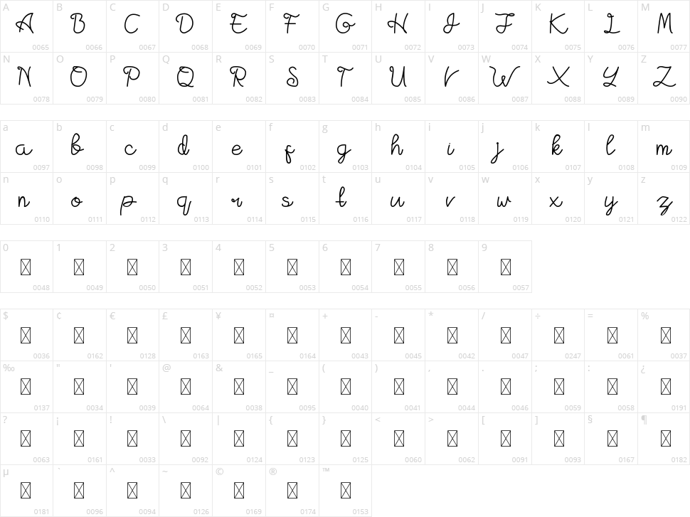 Pink Tinge Character Map