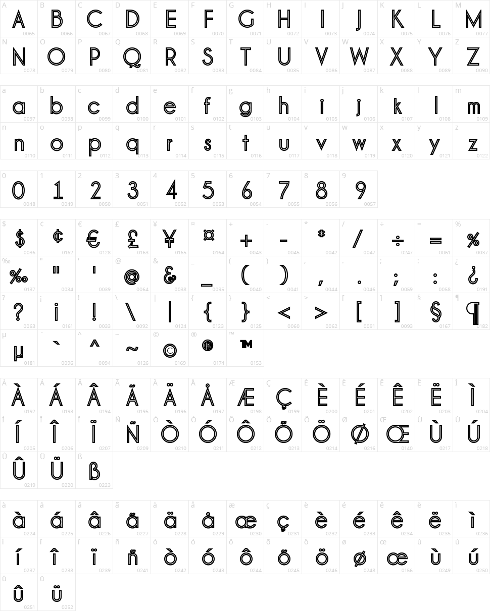 Pinstripe Limo Character Map