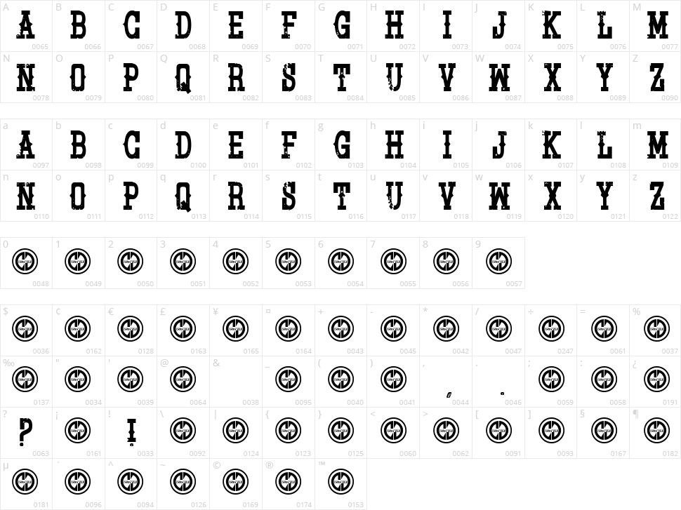 Pistol Grip Pump Character Map