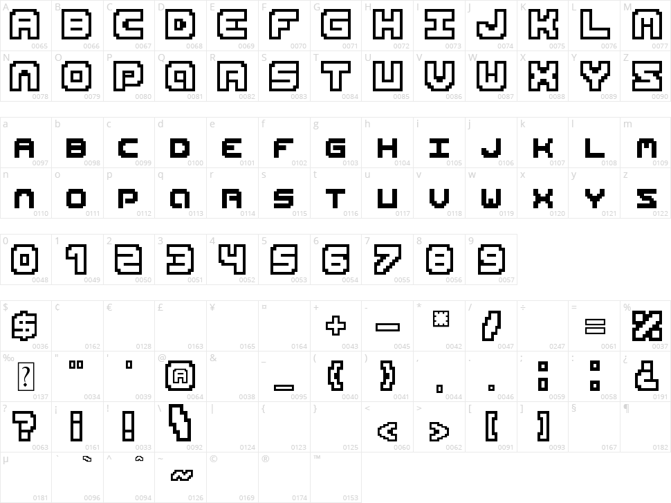 PIX lite Character Map