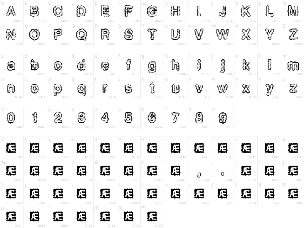 Pixel Krud Character Map