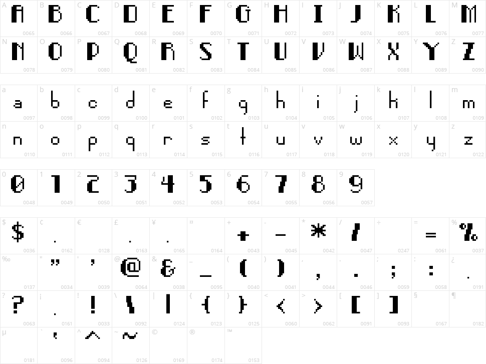 Pixel Noir Character Map