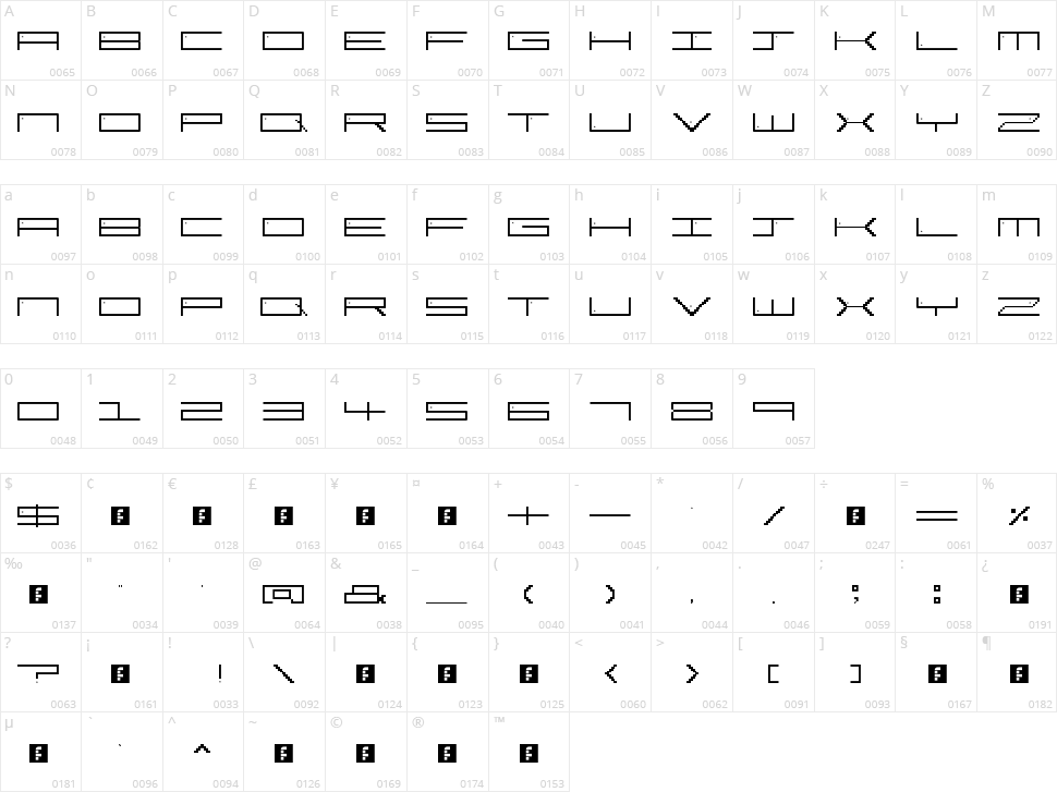 Pixel Star Character Map