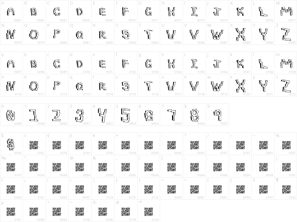 Pixel Draw Character Map