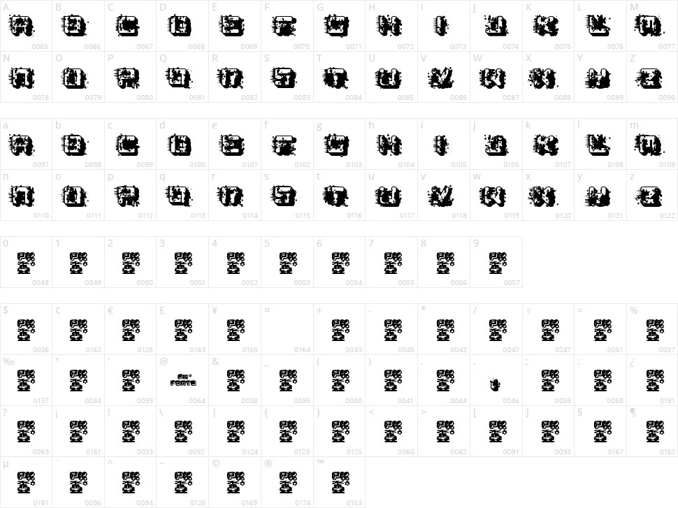 pk LSD Character Map