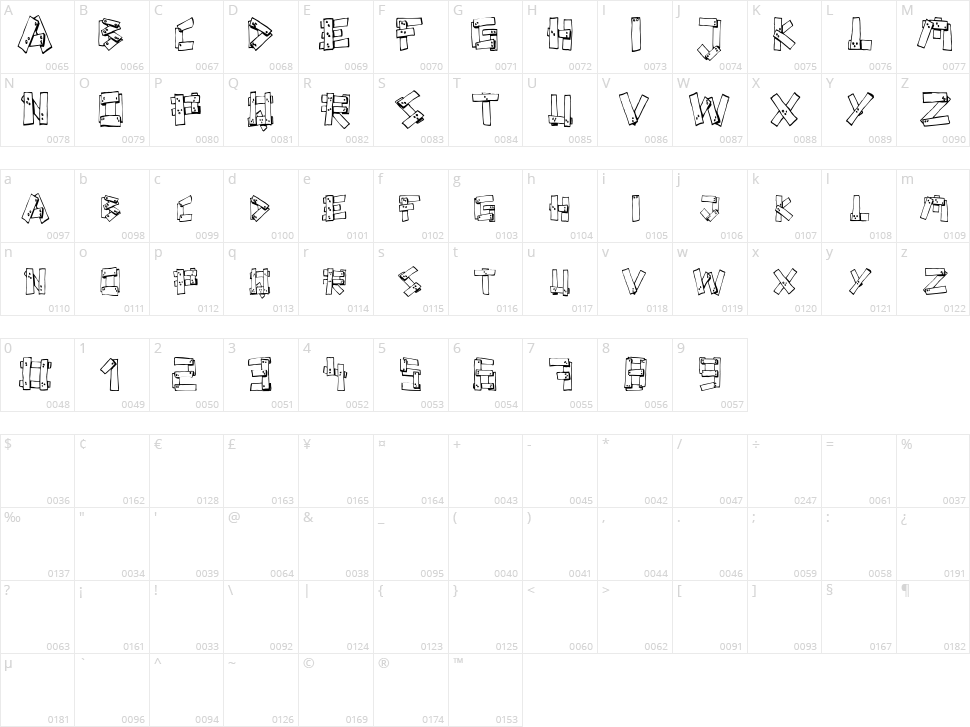 FE Planks Character Map