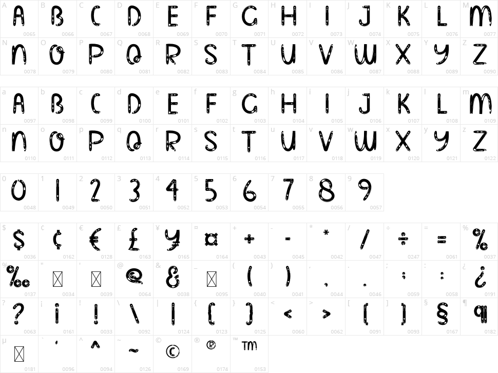 Pocky Cocky Character Map