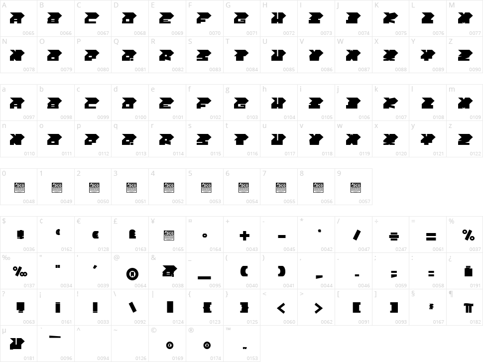 Pointed Stick Character Map