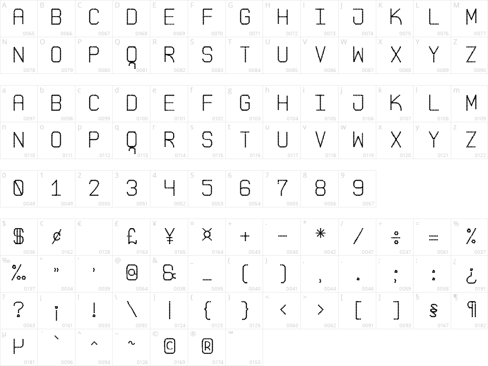 Pointed Laid St Character Map